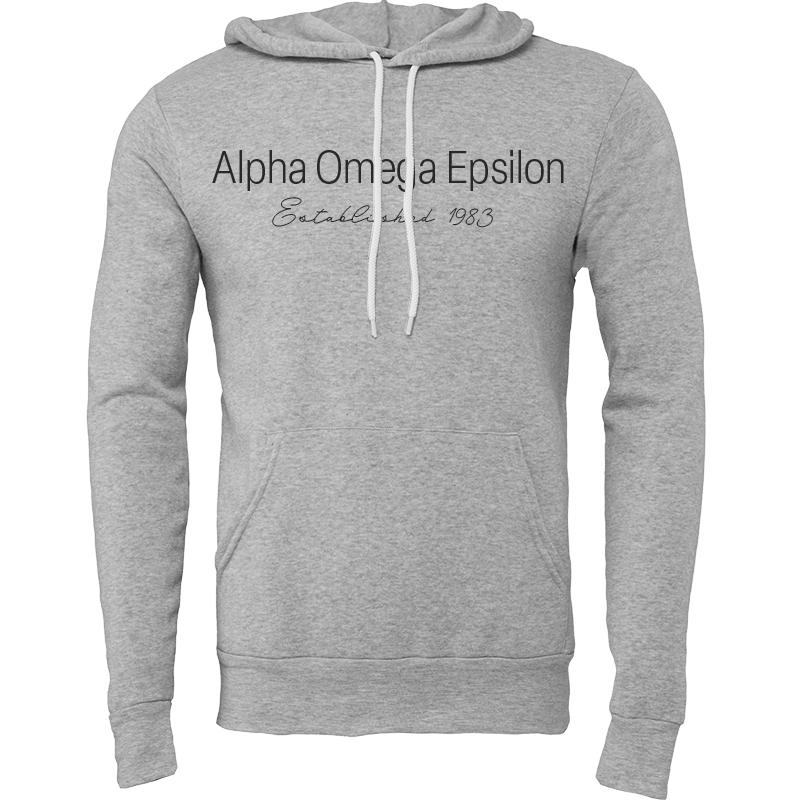 Alpha Omega Epsilon Embroidered Printed Name Hooded Sweatshirts