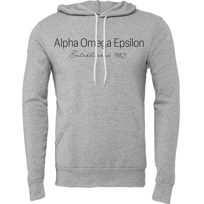 Alpha Omega Epsilon Embroidered Printed Name Hooded Sweatshirts