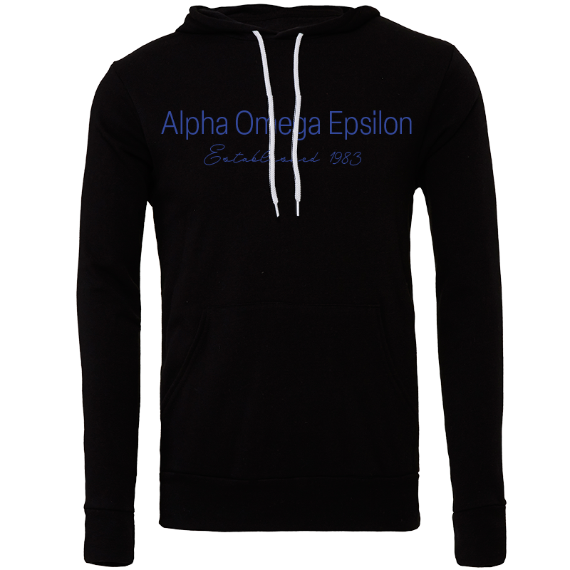 Alpha Omega Epsilon Embroidered Printed Name Hooded Sweatshirts