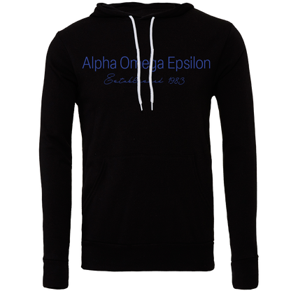 Alpha Omega Epsilon Embroidered Printed Name Hooded Sweatshirts