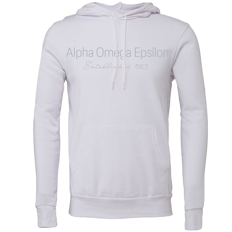 Alpha Omega Epsilon Embroidered Printed Name Hooded Sweatshirts