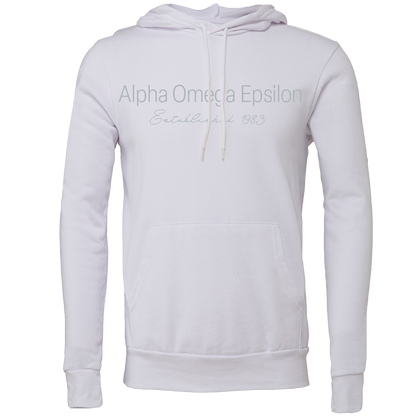 Alpha Omega Epsilon Embroidered Printed Name Hooded Sweatshirts