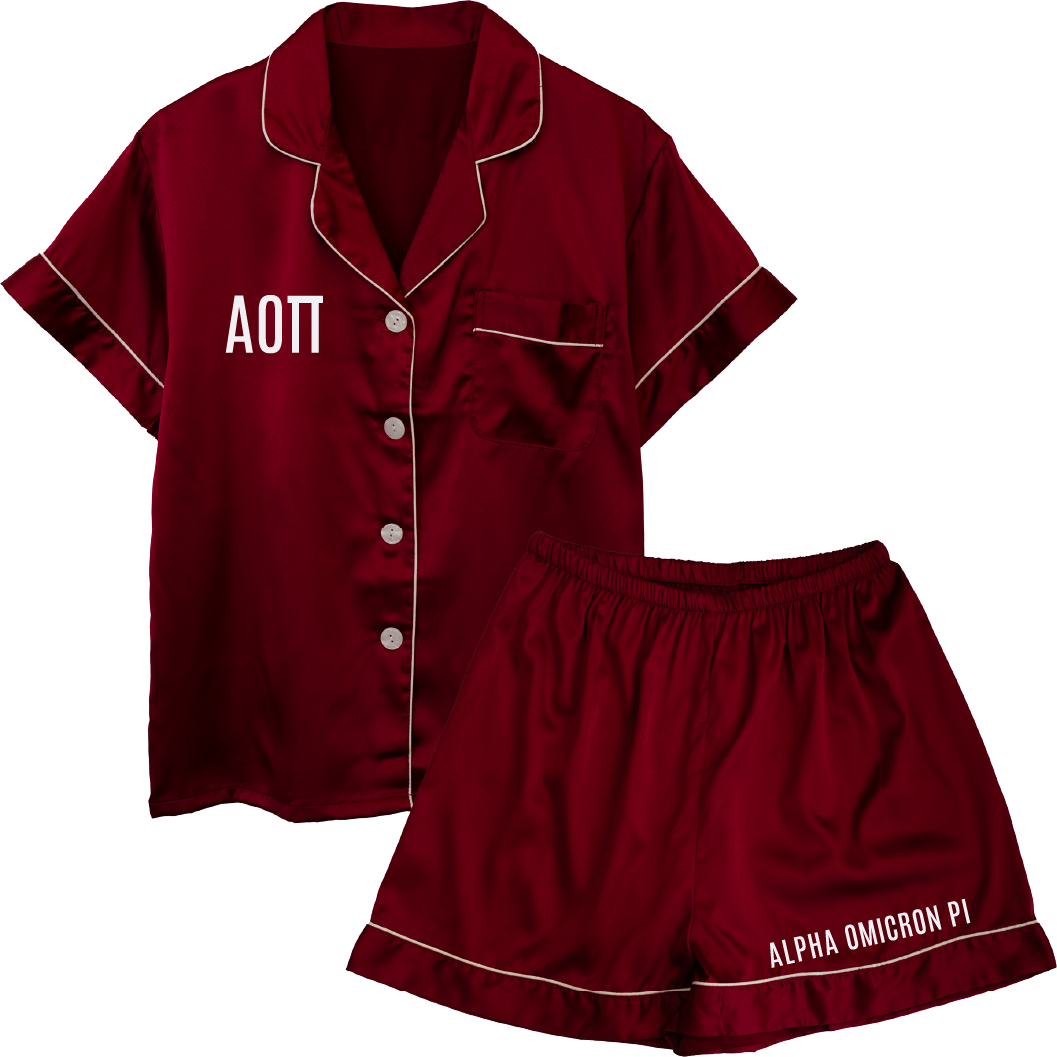 Alpha Omicron Pi Embroidered Ladies' Pajama Sets