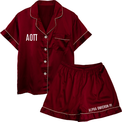 Alpha Omicron Pi Embroidered Ladies' Pajama Sets