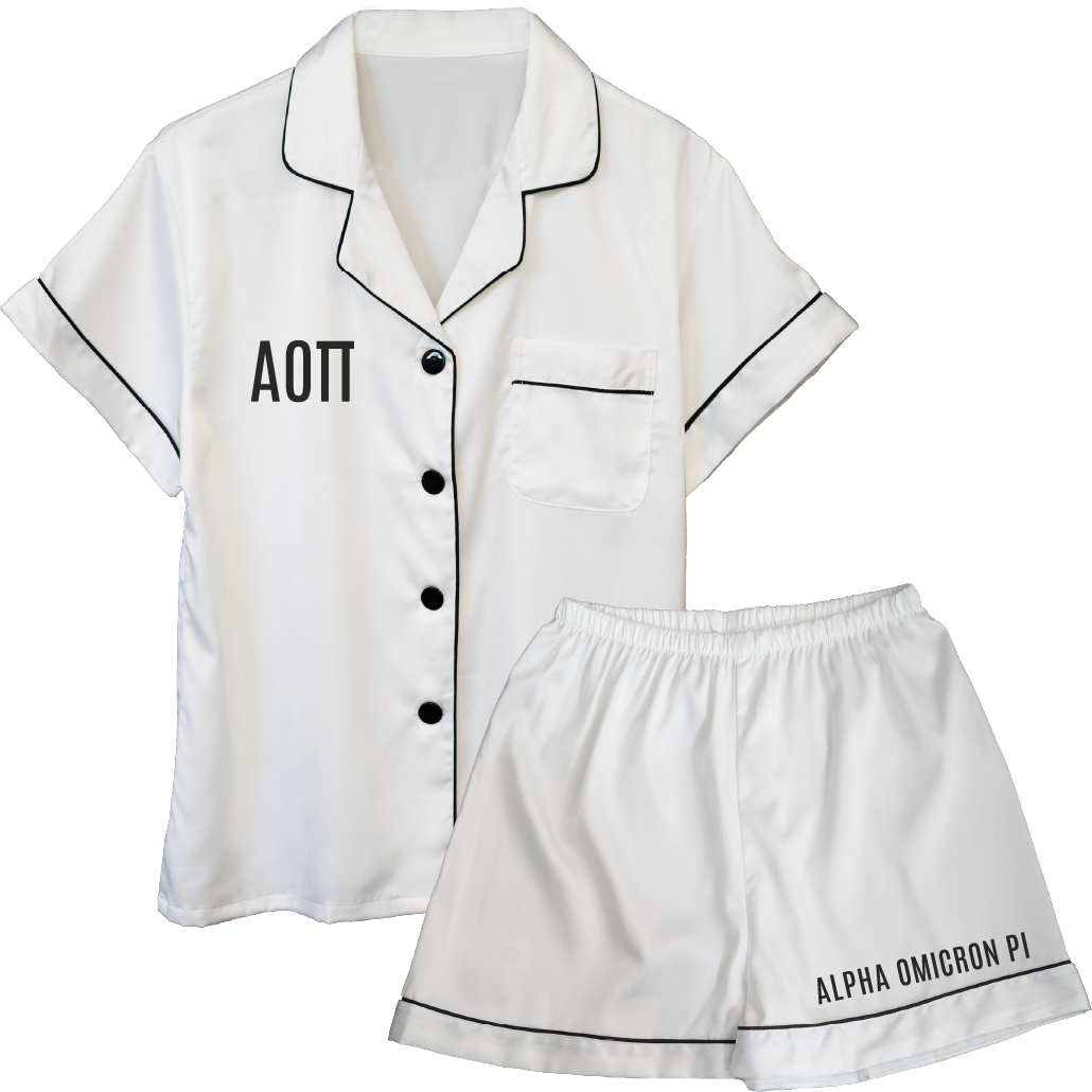 Alpha Omicron Pi Embroidered Ladies' Pajama Sets