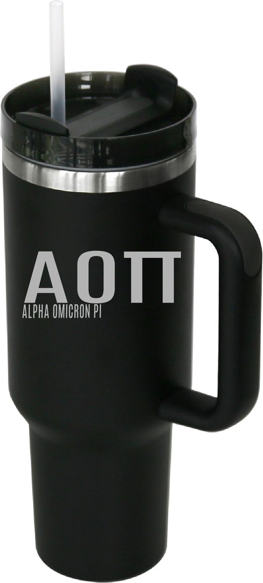 Alpha Omicron Pi Lettered 40oz Tumblers