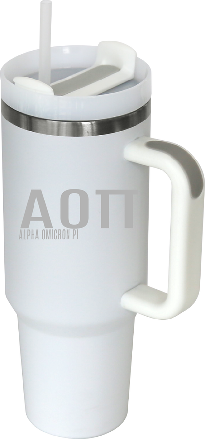 Alpha Omicron Pi Lettered 40oz Tumblers