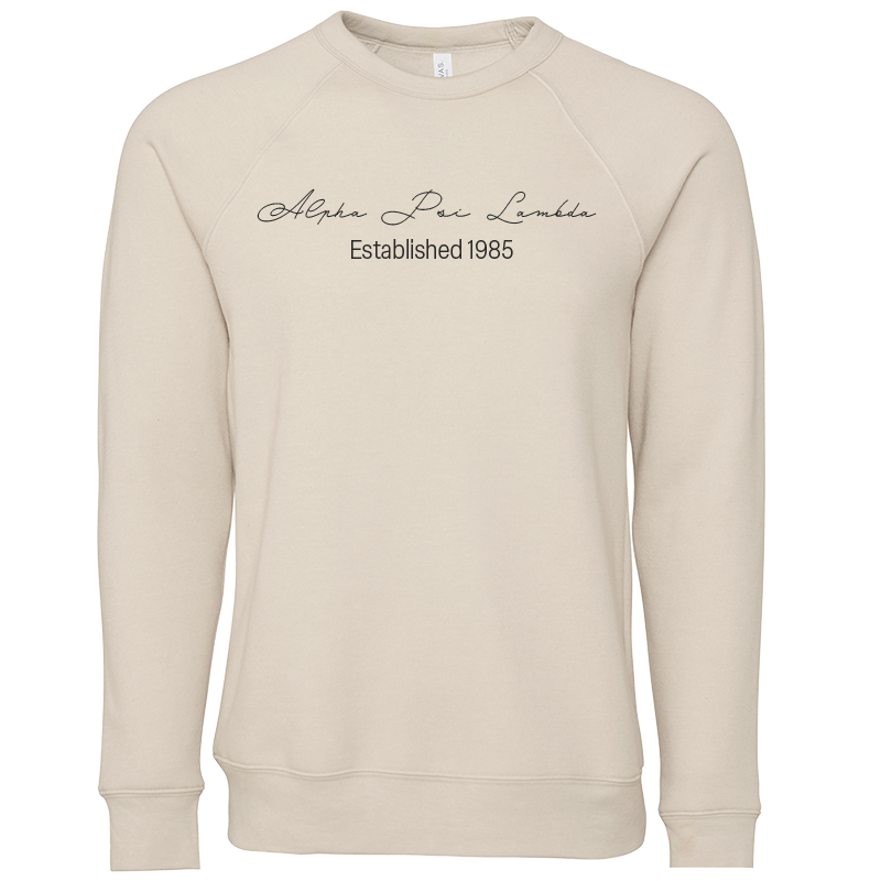 Alpha Psi Lambda Embroidered Scripted Name Crewneck Sweatshirts