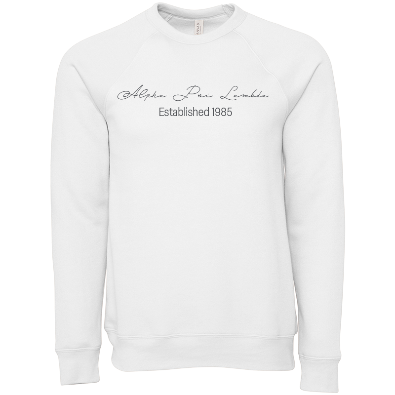 Alpha Psi Lambda Embroidered Scripted Name Crewneck Sweatshirts