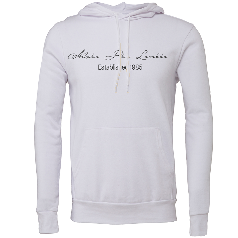 Alpha Psi Lambda Embroidered Scripted Name Hooded Sweatshirts