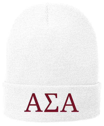 Alpha Sigma Alpha Lettered Beanies