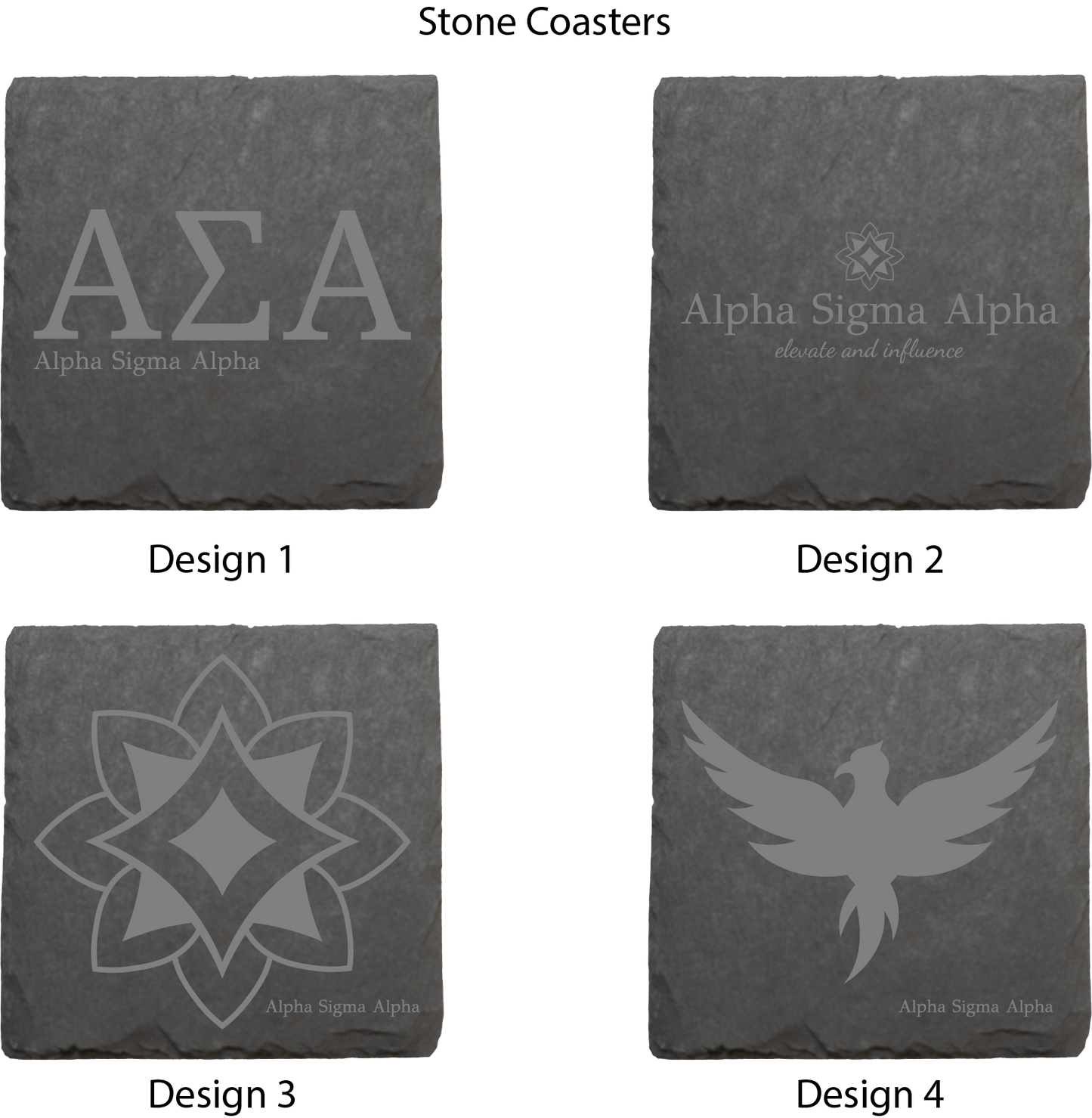 Alpha Sigma Alpha Stone Coasters - 4-Pack