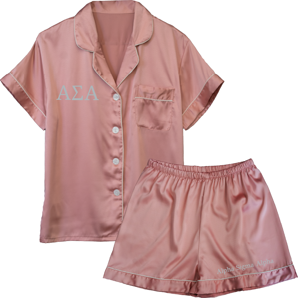 Alpha Sigma Alpha Embroidered Ladies' Pajama Sets