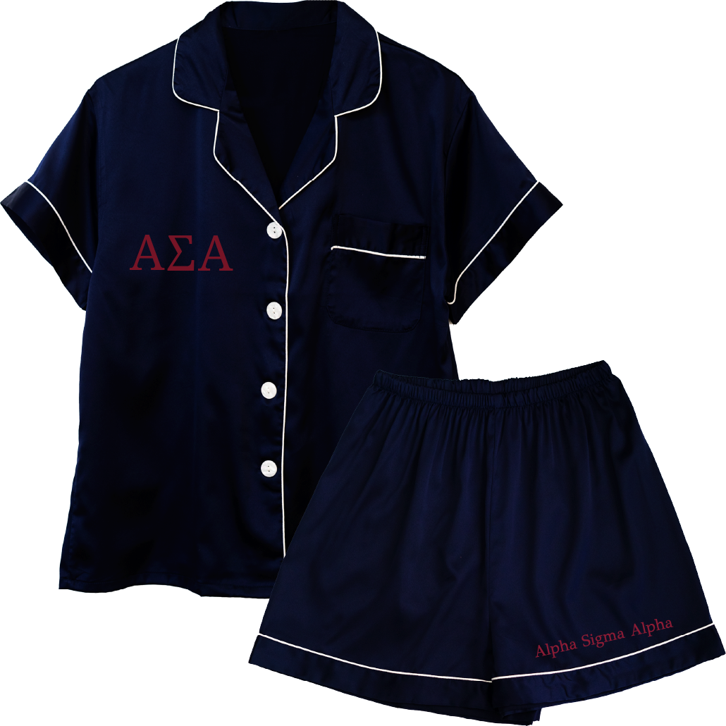 Alpha Sigma Alpha Embroidered Ladies' Pajama Sets