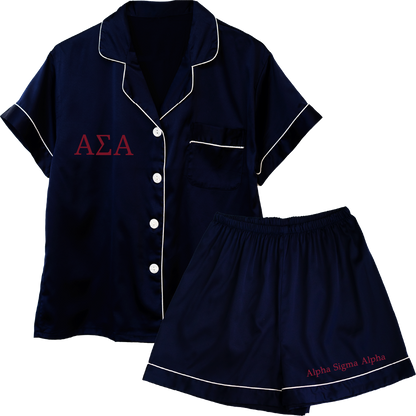 Alpha Sigma Alpha Embroidered Ladies' Pajama Sets