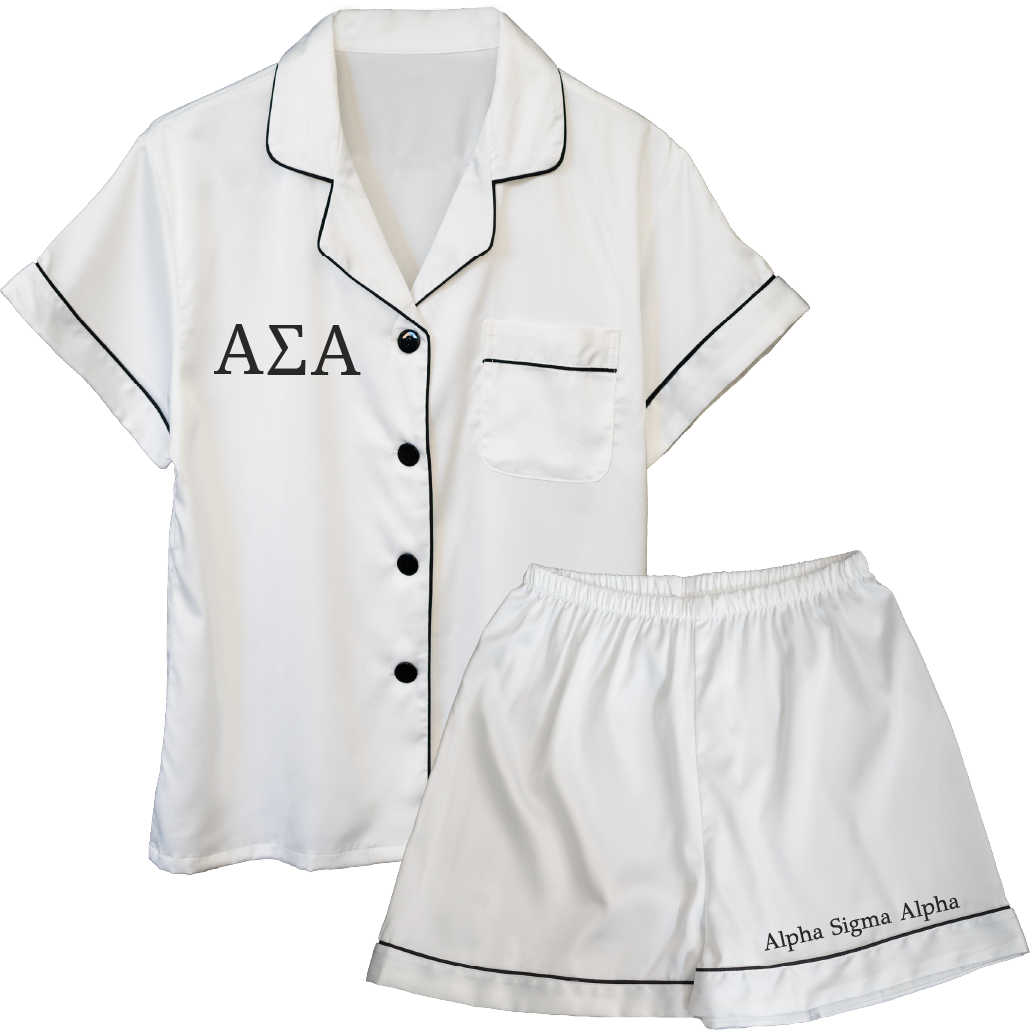 Alpha Sigma Alpha Embroidered Ladies' Pajama Sets