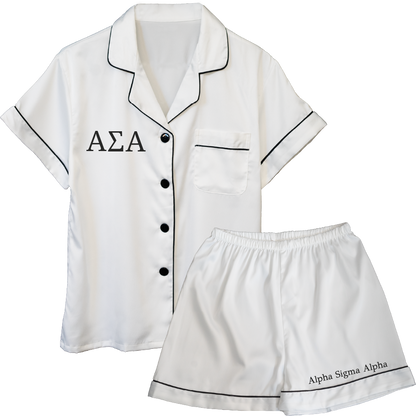 Alpha Sigma Alpha Embroidered Ladies' Pajama Sets