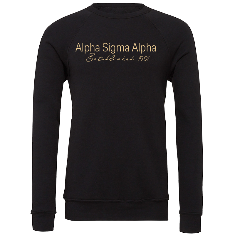 Alpha Sigma Alpha Embroidered Printed Name Crewneck Sweatshirts