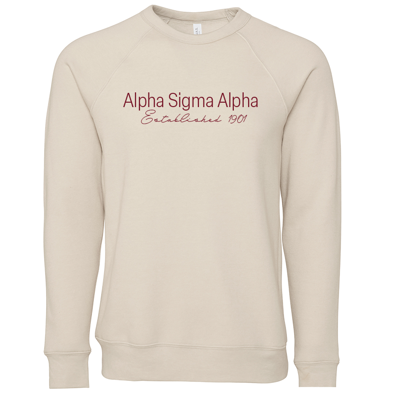 Alpha Sigma Alpha Embroidered Printed Name Crewneck Sweatshirts
