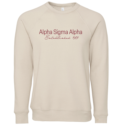 Alpha Sigma Alpha Embroidered Printed Name Crewneck Sweatshirts