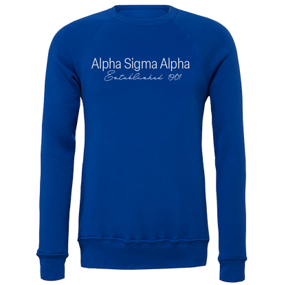 Alpha Sigma Alpha Embroidered Printed Name Crewneck Sweatshirts
