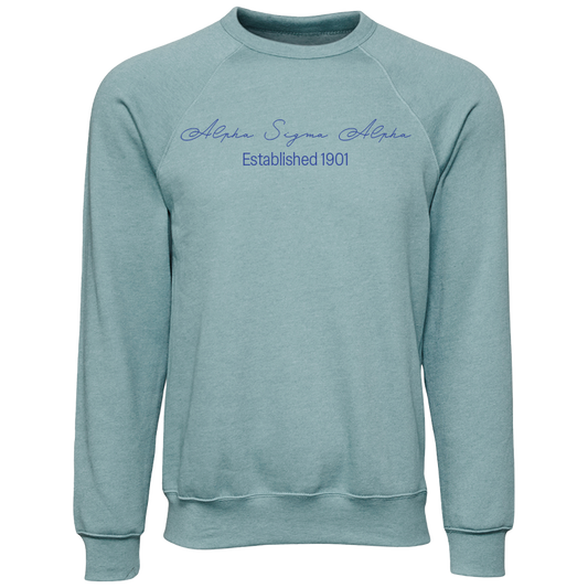 Alpha Sigma Alpha Embroidered Scripted Name Crewneck Sweatshirts
