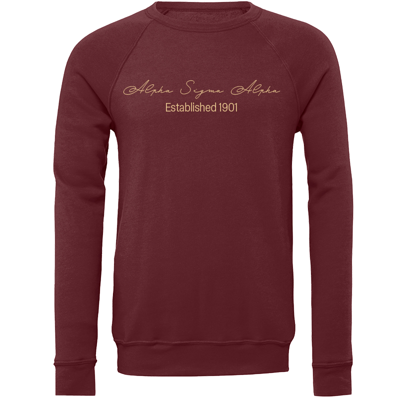 Alpha Sigma Alpha Embroidered Scripted Name Crewneck Sweatshirts