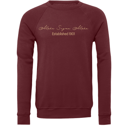 Alpha Sigma Alpha Embroidered Scripted Name Crewneck Sweatshirts