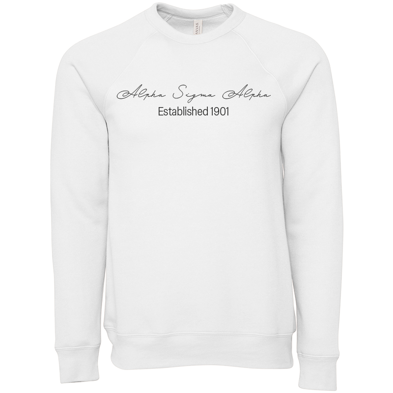 Alpha Sigma Alpha Embroidered Scripted Name Crewneck Sweatshirts