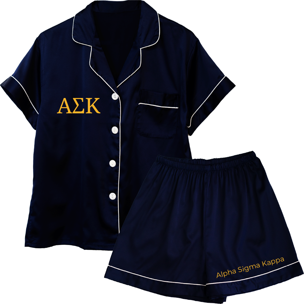 Alpha Sigma Kappa Embroidered Ladies' Pajama Sets