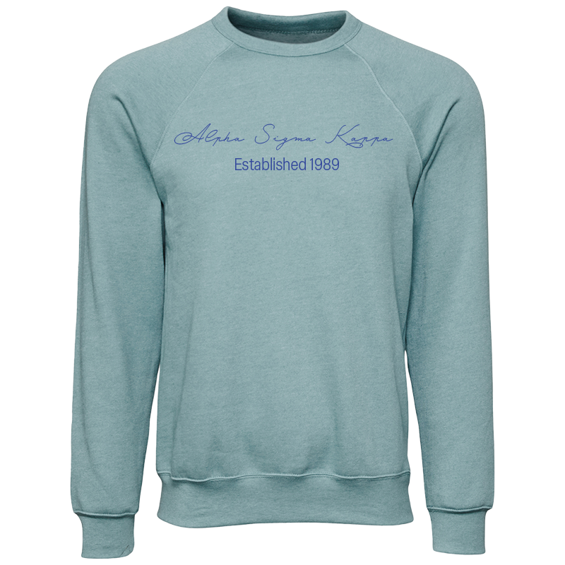 Alpha Sigma Kappa Embroidered Printed Name Crewneck Sweatshirts