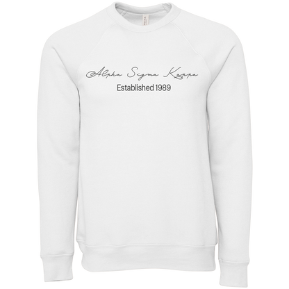 Alpha Sigma Kappa Embroidered Printed Name Crewneck Sweatshirts