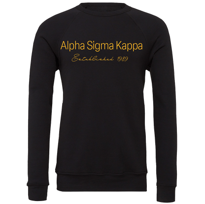 Alpha Sigma Kappa Embroidered Scripted Name Crewneck Sweatshirts