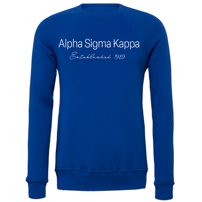 Alpha Sigma Kappa Embroidered Scripted Name Crewneck Sweatshirts