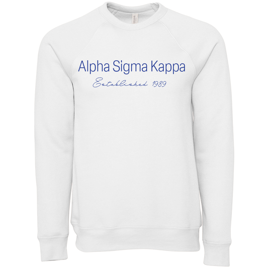 Alpha Sigma Kappa Embroidered Scripted Name Crewneck Sweatshirts