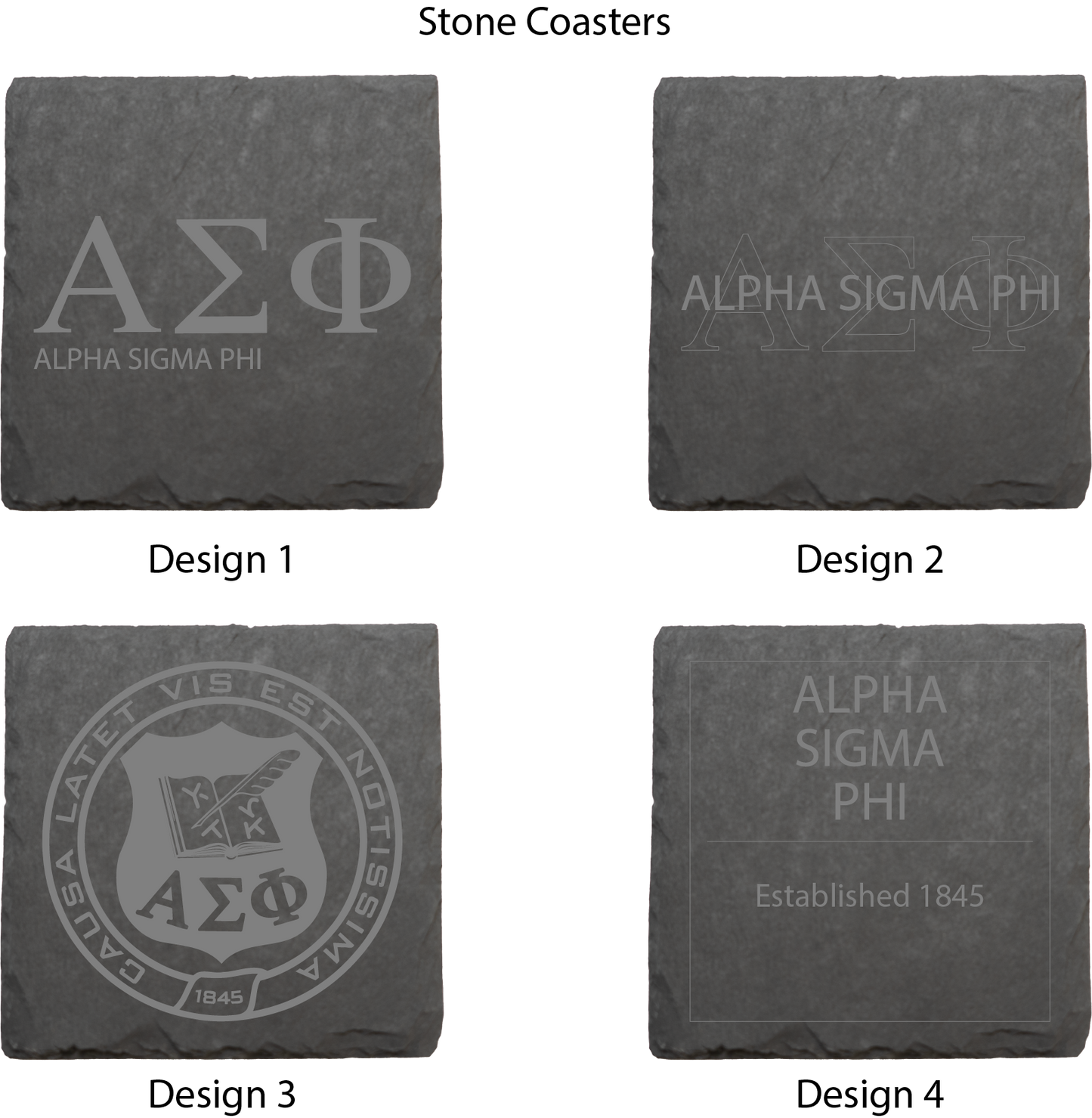 Alpha Sigma Phi Stone Coasters - 4-Pack