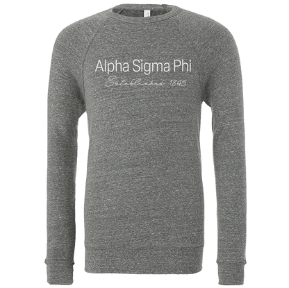 Alpha Sigma Phi Embroidered Printed Name Crewneck Sweatshirts