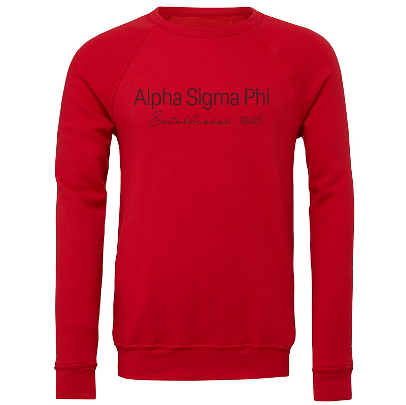 Alpha Sigma Phi Embroidered Printed Name Crewneck Sweatshirts