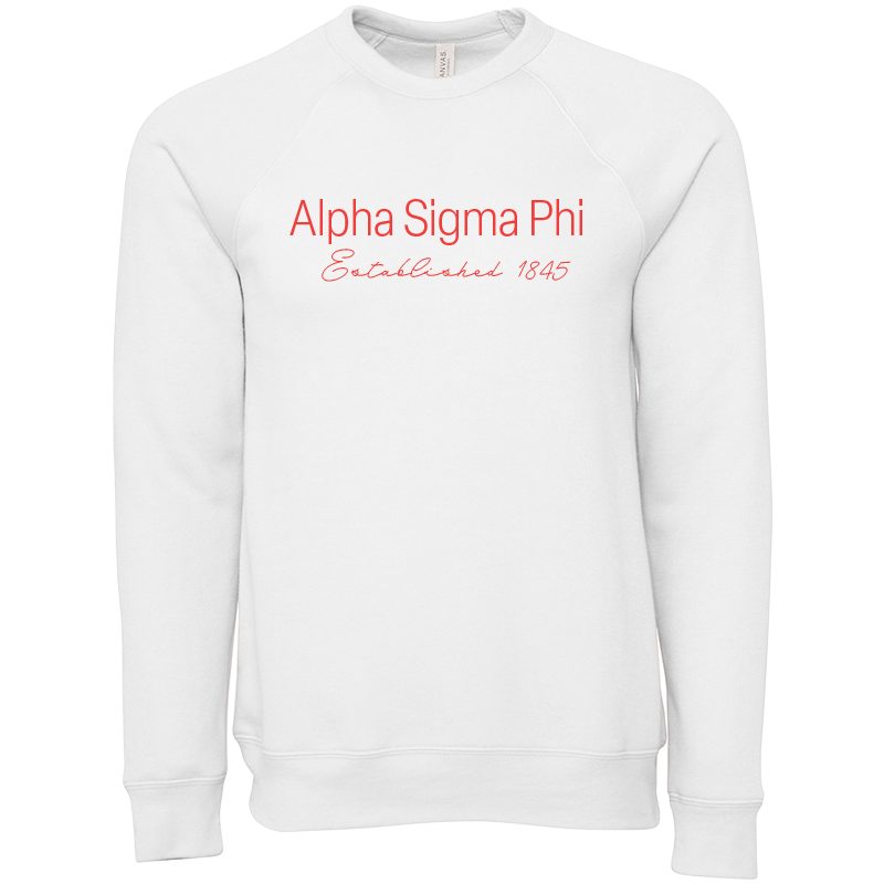 Alpha Sigma Phi Embroidered Printed Name Crewneck Sweatshirts