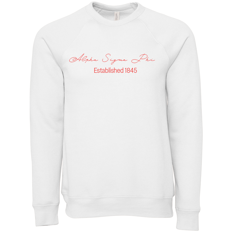 Alpha Sigma Phi Embroidered Scripted Name Crewneck Sweatshirts