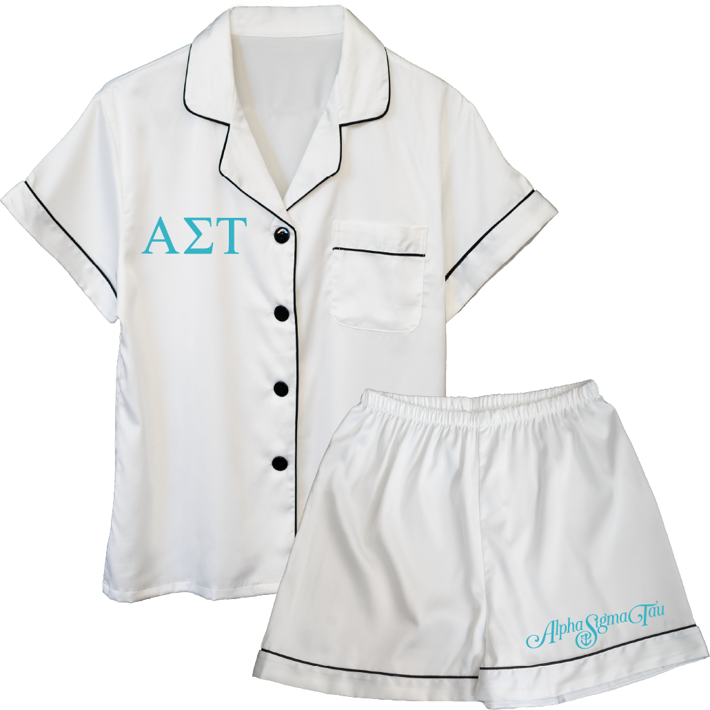 Alpha Sigma Tau Embroidered Ladies' Pajama Sets