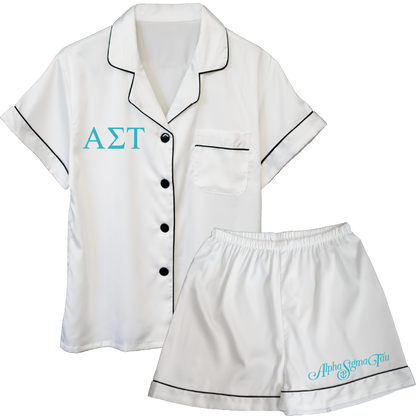 Alpha Sigma Tau Embroidered Ladies' Pajama Sets