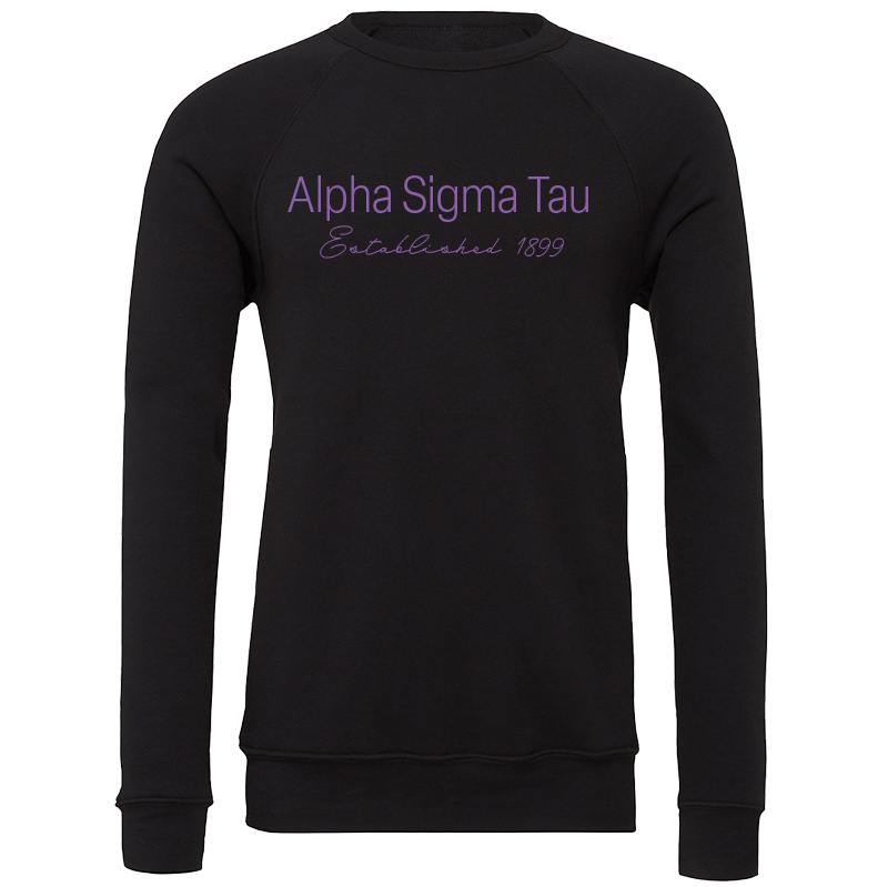 Alpha Sigma Tau Embroidered Printed Name Crewneck Sweatshirts