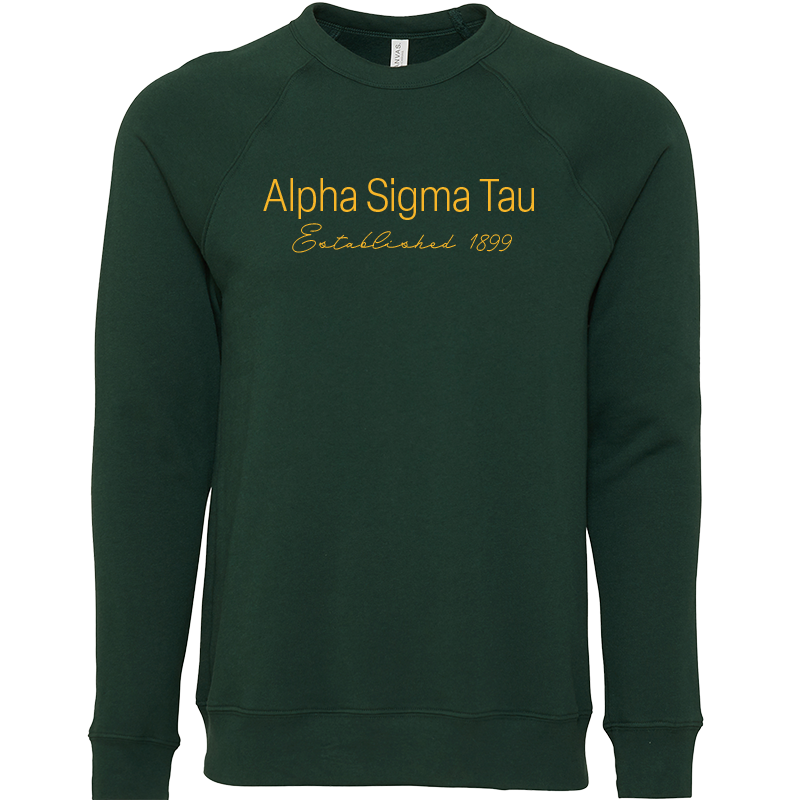 Alpha Sigma Tau Embroidered Printed Name Crewneck Sweatshirts