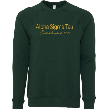 Alpha Sigma Tau Embroidered Printed Name Crewneck Sweatshirts