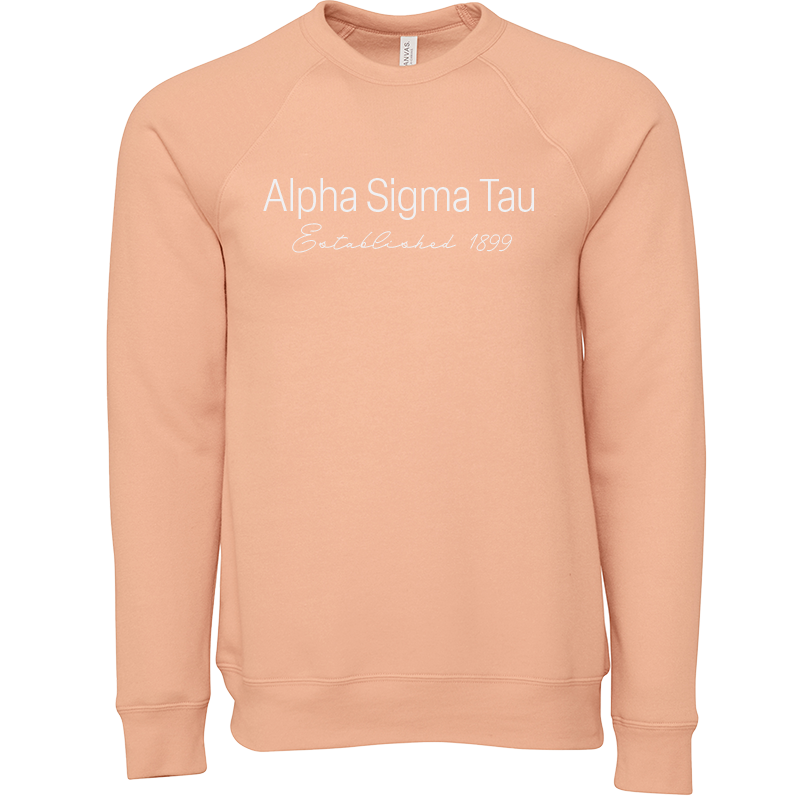 Alpha Sigma Tau Embroidered Printed Name Crewneck Sweatshirts