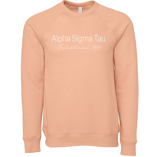 Alpha Sigma Tau Embroidered Printed Name Crewneck Sweatshirts