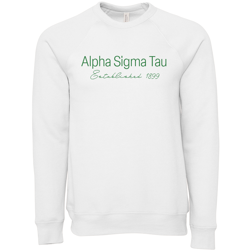 Alpha Sigma Tau Embroidered Printed Name Crewneck Sweatshirts