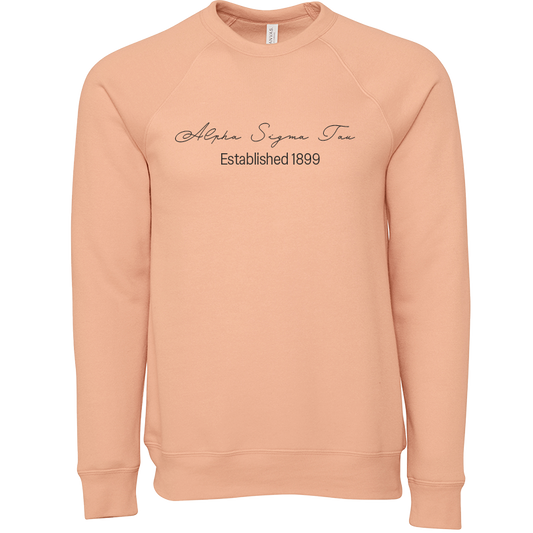 Alpha Sigma Tau Embroidered Scripted Name Crewneck Sweatshirts