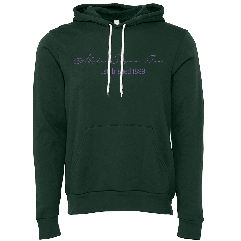 Alpha Sigma Tau Embroidered Scripted Name Hooded Sweatshirts